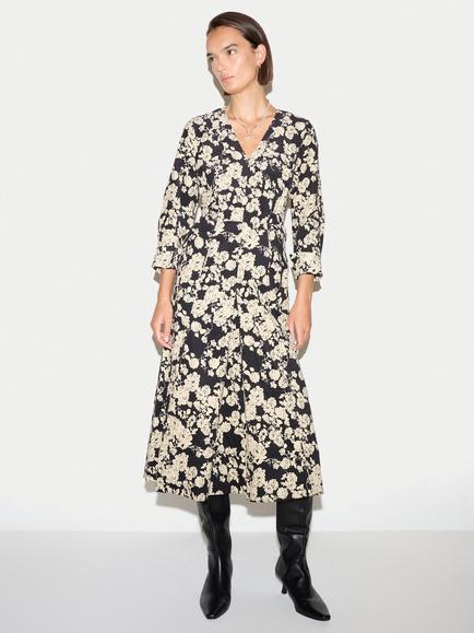 Jigsaw Camellia Baby Cord Midi Dress, Black, Black