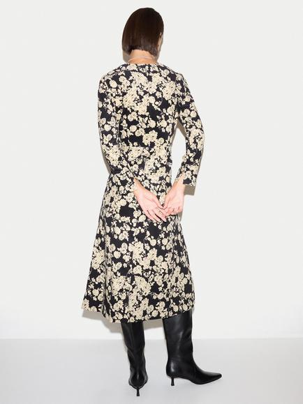 Jigsaw Camellia Baby Cord Midi Dress, Black - view 2, Black