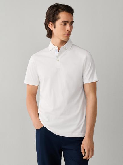 Hackett London Jersey Woven Trim Polo Shirt, Off White