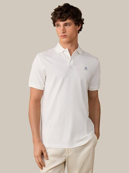 Hackett London Heritage Tipped Classic Fit Short Sleeve Pique Cotton Polo Shirt, Off White