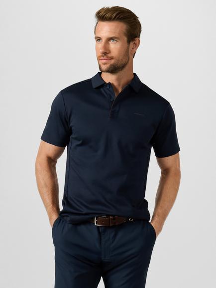 Hackett London Sport Classic Fit Short Sleeve Luxe Members Polo Shirt, Navy, Navy