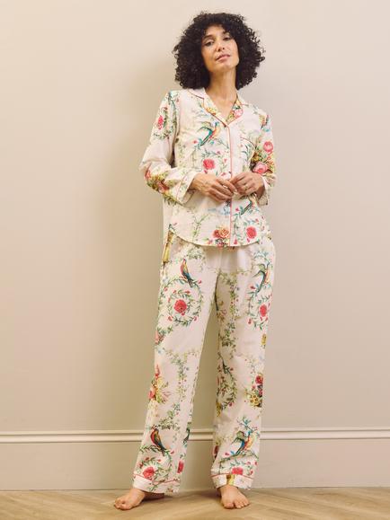 Their Nibs Neoclassical Bouquet Print Cotton Pyjamas, White/Multi, White/Multi