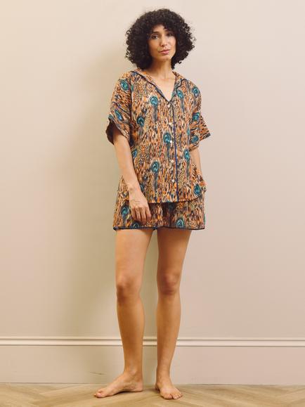 Their Nibs Festival Feathers Cotton Pyjamas, Multi - view 2, Multi