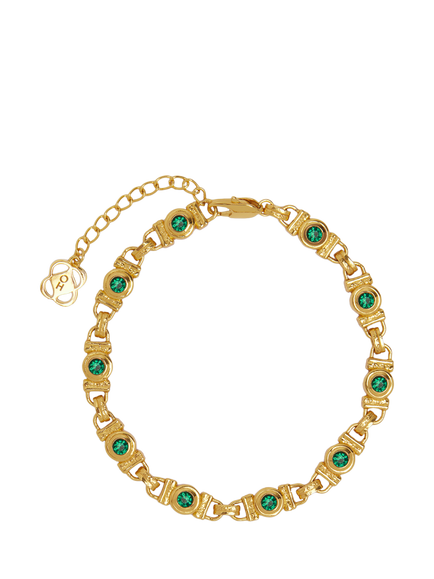 Ottoman Hands Emerald Cubic Zirconia Tennis Bracelet, Gold, Gold