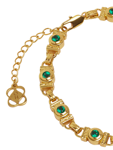 Ottoman Hands Emerald Cubic Zirconia Tennis Bracelet, Gold - view 2, Gold