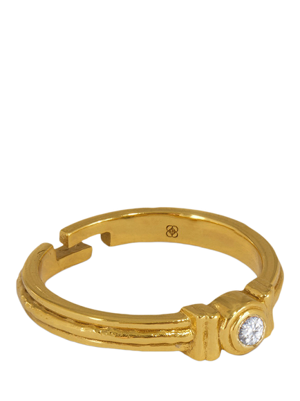 Ottoman Hands Adjustable White Topaz Tennis Ring, Gold, Gold