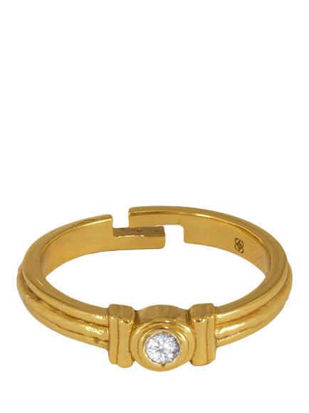 Ottoman Hands Adjustable White Topaz Tennis Ring, Gold - view 2, Gold