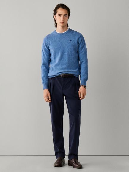 Hackett London Wool Crew Neck Jumper - view 2, Airforce Blue
