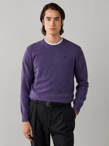 Hackett London Wool Crew Neck Jumper, Prince Purple