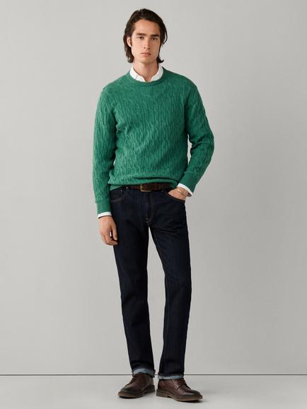 Hackett London Cable Crew Neck Wool Jumper - view 2, Green