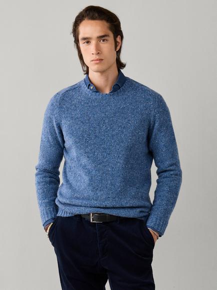 Hackett London Donegal Crew Neck Wool Jumper, Chambray