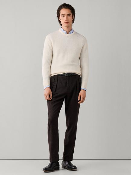 Hackett London Duo Stitch Crew Neck Wool Cashmere Blend Jumper, Off White - view 2, Off White