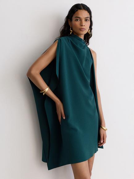Reiss Ellery One Shoulder Draped Mini Dress, Teal Green, Teal Green