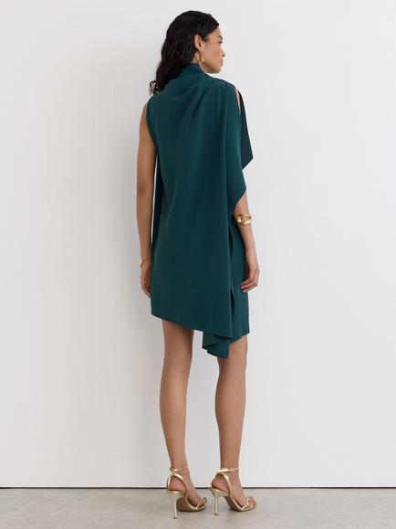 Reiss Ellery One Shoulder Draped Mini Dress, Teal Green - view 2, Teal Green