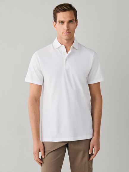 Hackett London Cotton Classic Fit Short Sleeve Polo Top, Optic White