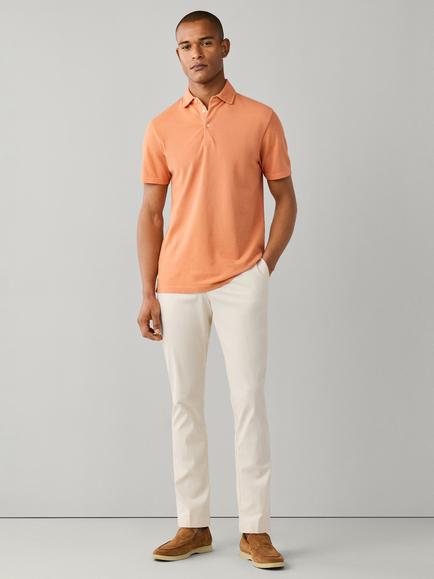 Hackett London Cotton Classic Fit Short Sleeve Polo Top - view 2, Soft Orange