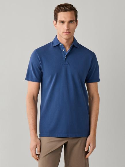 Hackett London Cotton Classic Fit Short Sleeve Polo Top, Airforce Blue