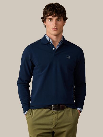 Hackett London Cotton Classic Fit Long Sleeve Branded Polo Top, Old Navy