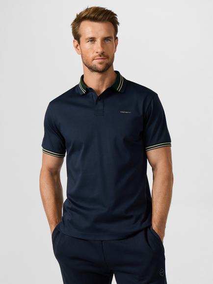 Hackett London Sport Cotton Classic Fit Short Sleeve Multi Collar Polo Top, Navy
