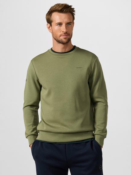 Hackett London Sport Essential Crew Neck Cotton Blend Sweatshirt, Olive