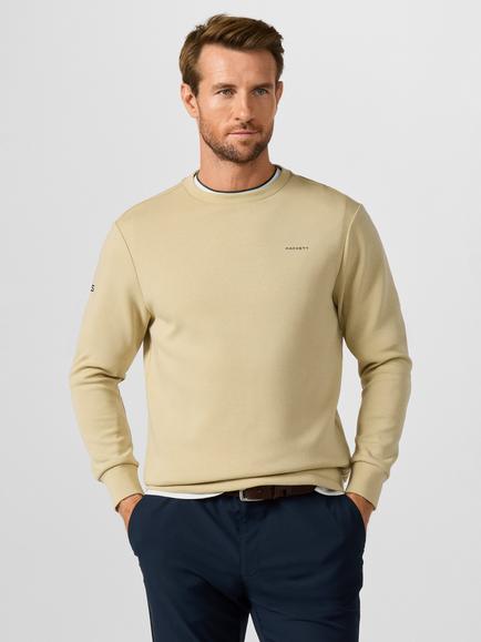 Hackett London Sport Essential Crew Neck Cotton Blend Sweatshirt, Sand