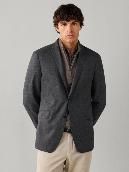 Hackett London Performance Wool Flannel Blazer, Charcoal Grey