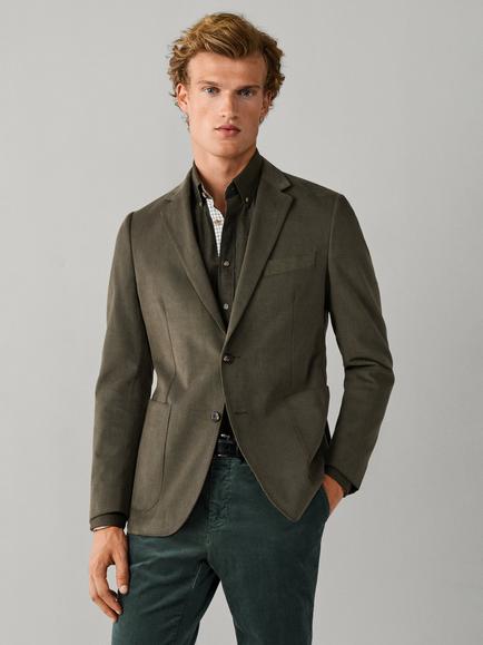 Hackett London Brushed Cotton Twill Blazer, Olive Green