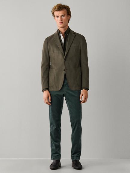 Hackett London Brushed Cotton Twill Blazer - view 2, Olive Green