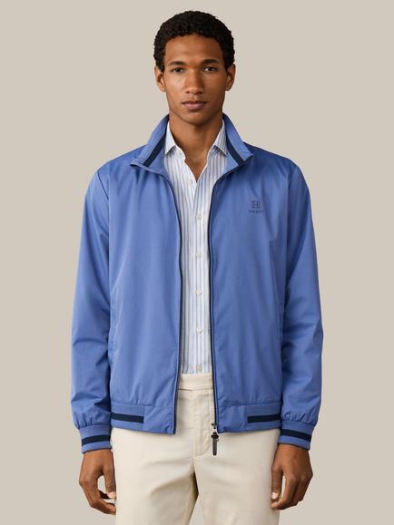 Hackett London Heritage Branded Blouson Jacket, Steel Blue, Steel Blue