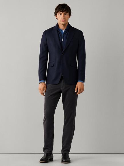 Hackett London Ascot Block Wool Blend Blazer - view 2, Navy