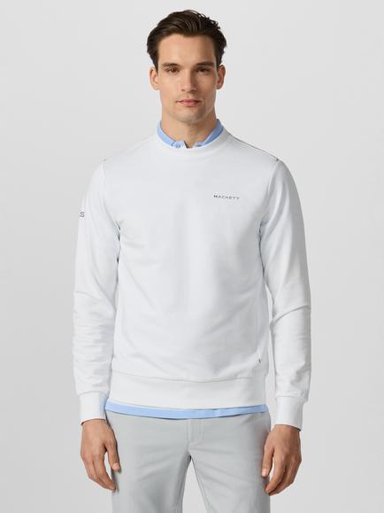 Hackett London Sport Stretch Cotton Branded Crew Neck Sweatshirt, Optic White