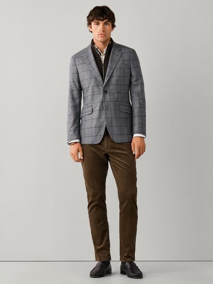 Hackett London Ascot Block Check Wool Blend Blazer, College Grey - view 2, College Grey