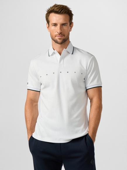 Hackett London Sport Classic Fit Short Sleeve Branded Polo Shirt, Optic White