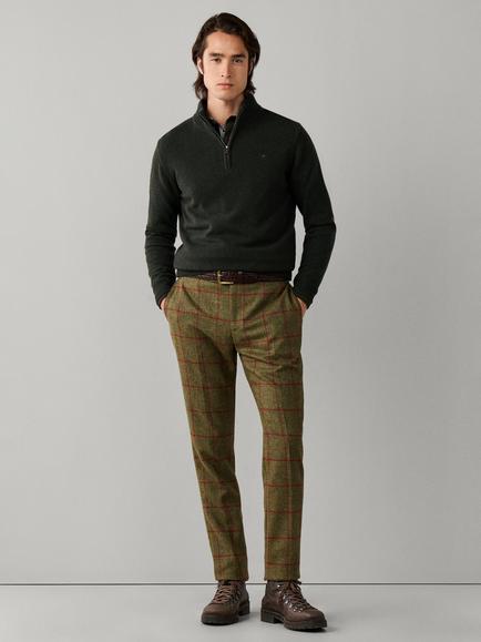 Hackett London Half Zip Lambswool Jumper - view 2, Hunter Green