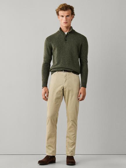 Hackett London Merino Wool Jumper - view 2, Olive Green