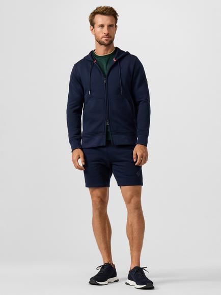 Hackett London Sport Cotton Blend Luxe Branded Badge Full Zip Hooded Sweatshirt, Navy - view 2, Navy