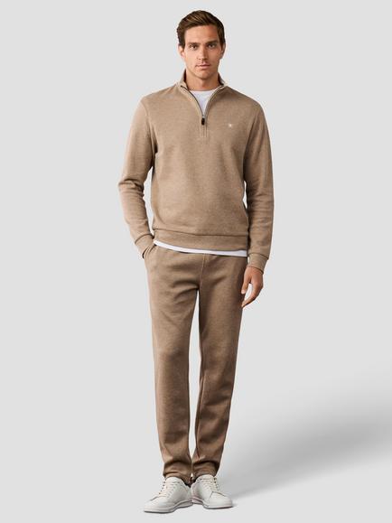 Hackett London Travel Cotton Quarter Zip Sweatshirt - view 2, Tetley Beige