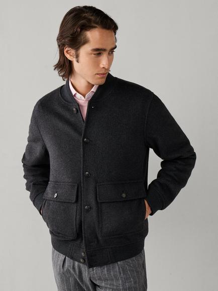 Hackett London Wool Blend Jacket, Charcoal Grey, Charcoal Grey