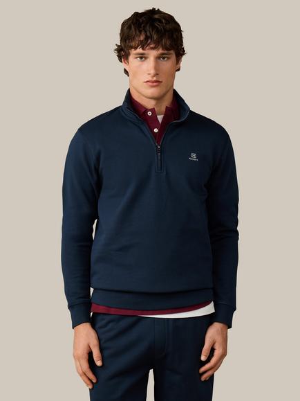 Hackett London Heritage Cotton Branded Quarter Zip Sweatshirt, Old Navy