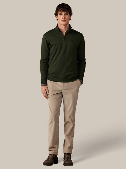 Hackett London Heritage Cotton Branded Quarter Zip Sweatshirt - view 2, Hunter Green