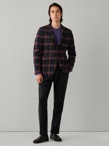 Hackett London Pure Wool Tartan Check Blazer, Purple - view 2, Purple