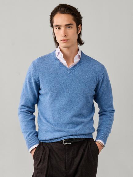 Hackett London Lambswool V-Neck Jumper, Airforce Blue, Airforce Blue