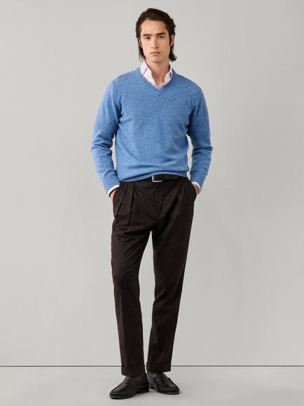 Hackett London Lambswool V-Neck Jumper, Airforce Blue - view 2, Airforce Blue