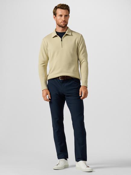 Hackett London Sport Waffle Branded Badge Quarter Zip Polo Sweatshirt - view 2, Sand Beige