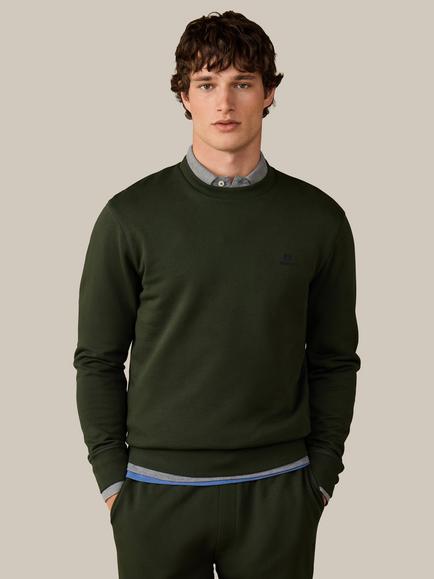 Hackett London Heritage Cotton Branded Crew Neck Sweatshirt, Hunter Green