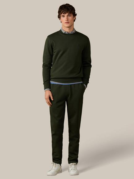 Hackett London Heritage Cotton Branded Crew Neck Sweatshirt - view 2, Hunter Green