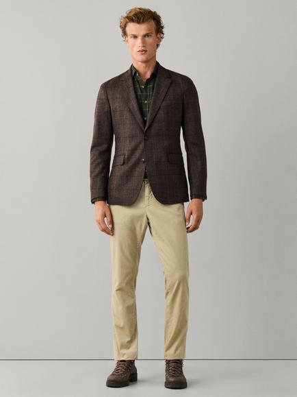Hackett London Pure Wool Tattersall Blazer, Ebony Brown - view 2, Ebony Brown