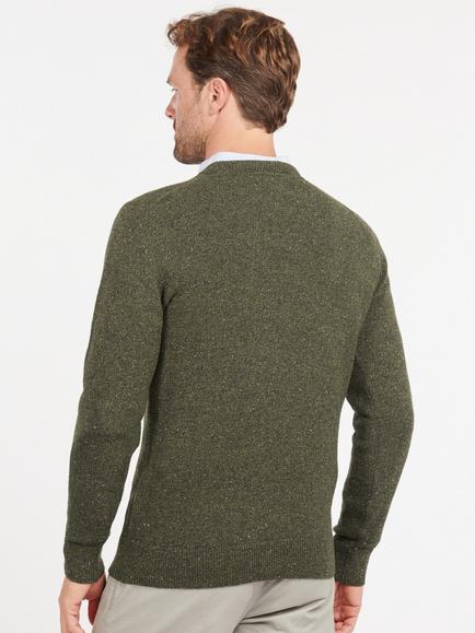 Barbour Tisbury Flecked Ovine Wool Rich Jumper - view 2, Dark Seaweed