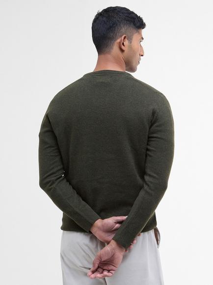 Barbour Essential Ovine Wool V-Neck Jumper - view 2, Seaweed