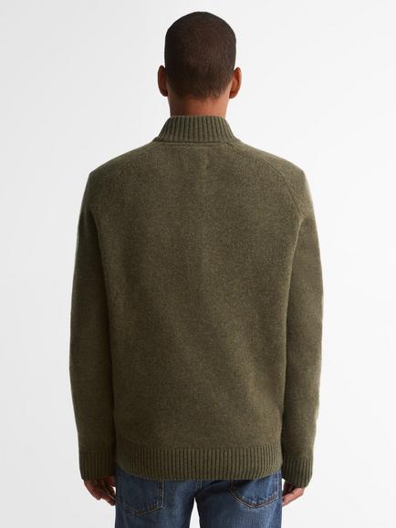 Barbour Newtown Ovine Wool Half-Zip Jumper - view 2, Mid Olive